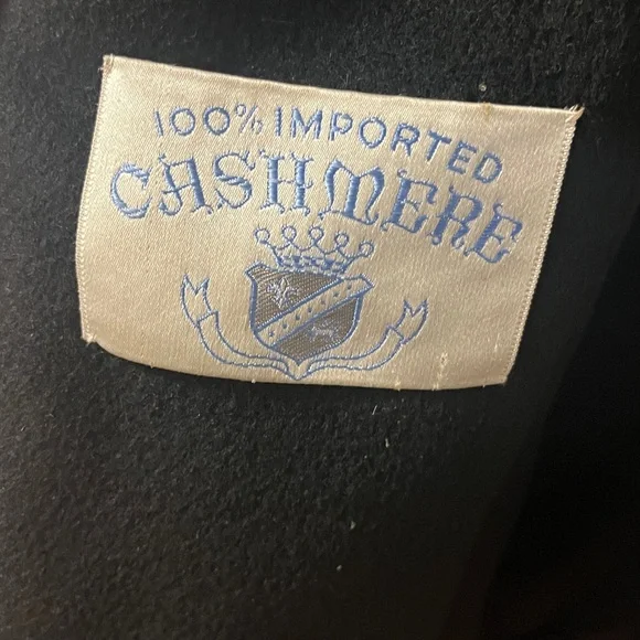 VINTAGE super soft Cashmere Wrap vintage "robe" Black Coat - Picture 4 of 15